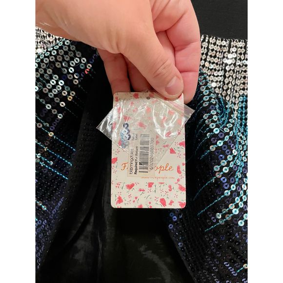 NWT Free People Cascading Sequin Mini Skirt - Picture 6 of 7